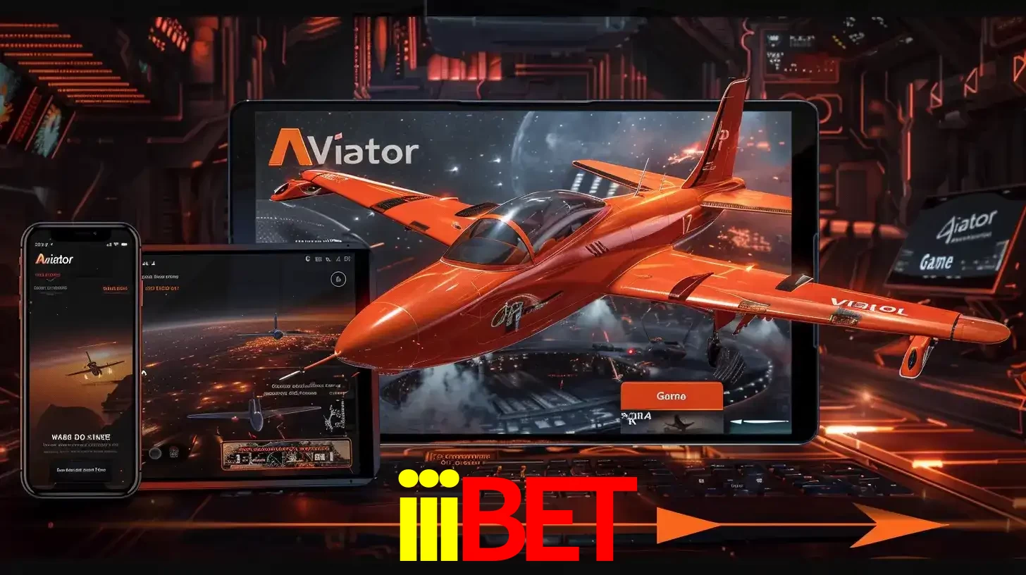 Apresentação tecnológica do jogo Aviator com um avião saindo da tela de um tablet, demonstrando a experiência imersiva em múltiplos dispositivos no iiibet.
