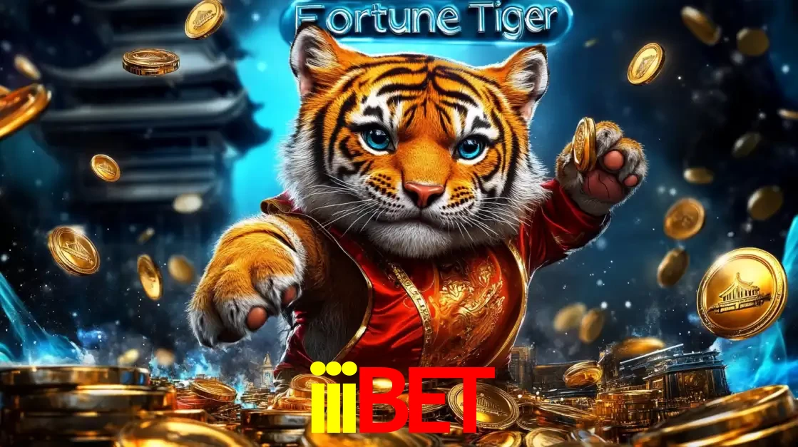 Imagem promocional do jogo de slot Fortune Tiger, com um tigre majestoso em traje tradicional cercado por uma fortuna em moedas de ouro, disponível agora no cassino iiibet.