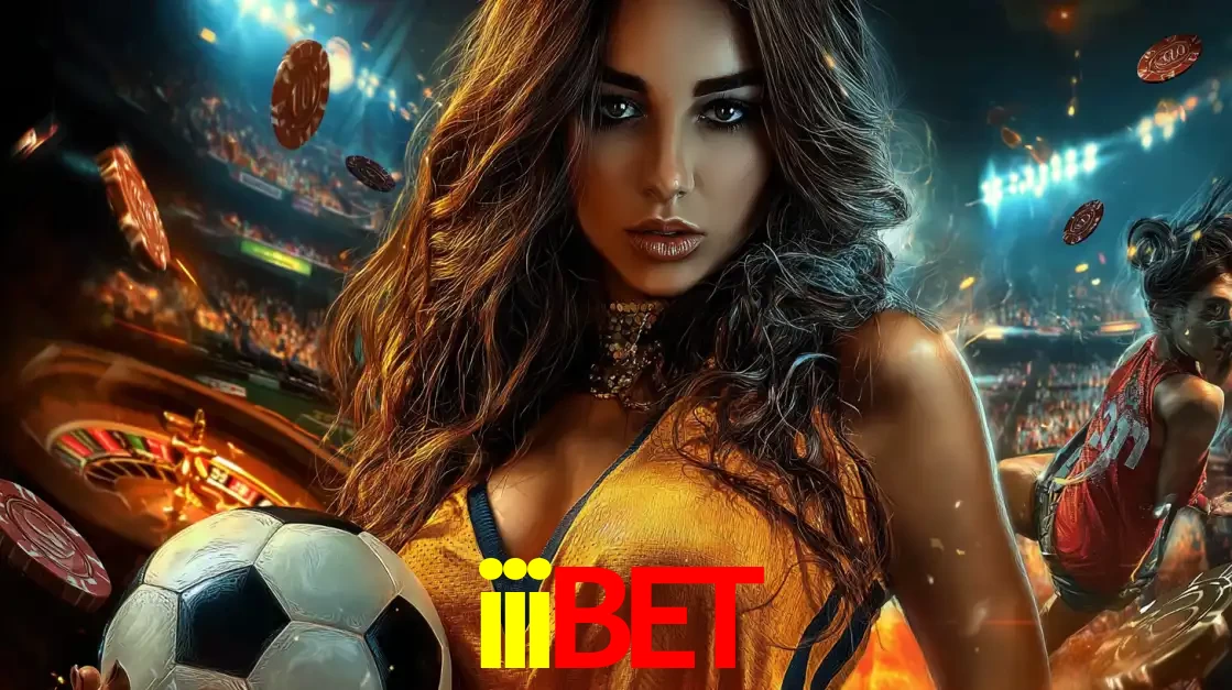 Mulher segurando uma bola de futebol em uma montagem que mistura a paixão esportiva com a emoção da roleta de cassino, tudo disponível na plataforma iiibet.